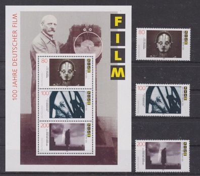 BRD 1995 postfrisch Michel-Nr.1815.1817 und Block 33 100 Jahre deutscher Film