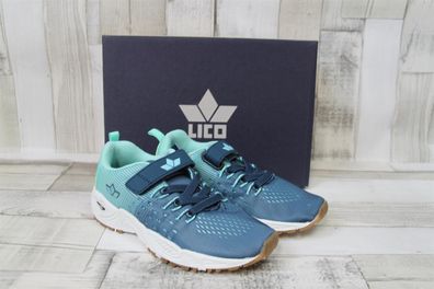 LICO Kinder Sportschuh petrol/türkis mit Klettverschluss und Gummisenkel