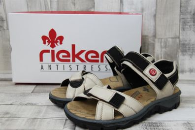 Rieker Damen Sandale beige-schwarz mit zwei Klettverschlüssen