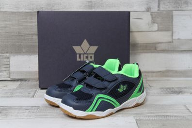 LICO Kinder Sportschuh blau/grün Klettverschluss und helle Sohle