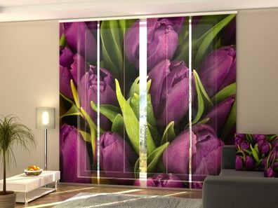 Fotogardine 1-4 tlg. "Lila Tulpen 3" Schiebegardine bedruckt, Flächenvorhang - Blumen
