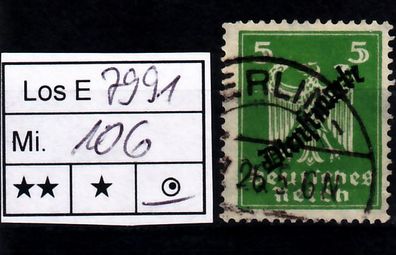 Los B7991: Deutsches Reich Dienst Mi. 106, gest