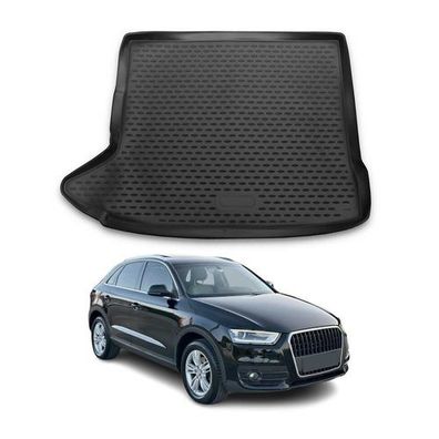 Kofferraummatte Kofferraumwanne für Audi Q3 8U 2011-2018 Gummi TPE Schwarz