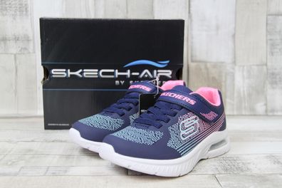 Skechers Mädchen Sportschuh blau/türkis/pink mit Gummisenkel und Klettverschluss