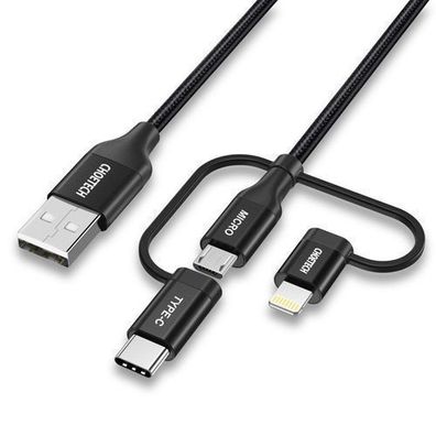Choetech 3-in-1 USB-Kabel: MFI Lightning / USB Typ C / Micro USB, Datenuebertragu