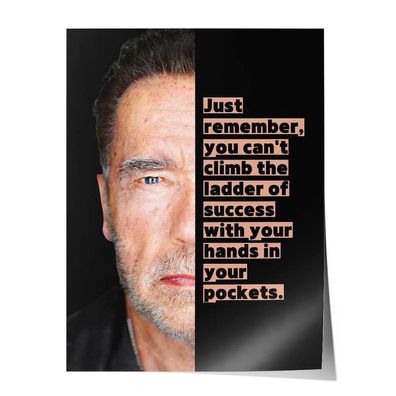 Arnold Schwarzenegger Poster Bild Leinwandbild Wandbild Porträt Spruch Zitat Geschenk
