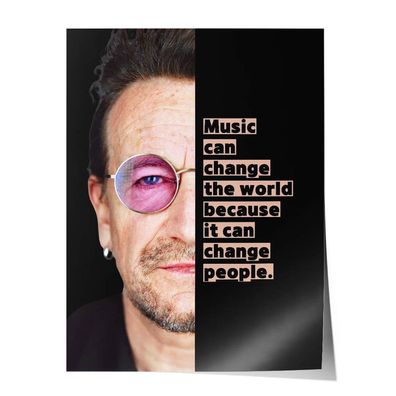 Bono / U2 Poster Bild Leinwandbild Wandbild Porträt Spruch Zitat Geschenk Deko