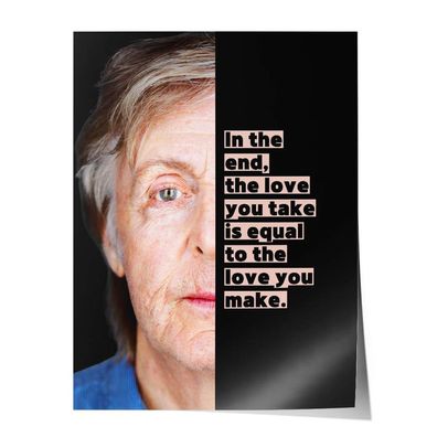 Paul McCartney Poster Bild Leinwandbild Wandbild Porträt Spruch Zitat Geschenk Deko