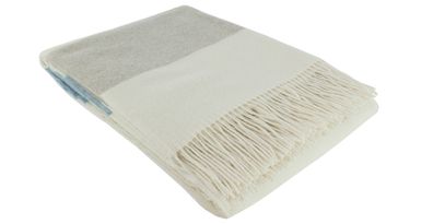 Fair De Luxe Kaschmir Wohndecke | Natur/Blau/Grau