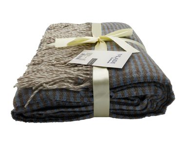 Fair De Luxe Kaschmir Wohndecke | Blau/Braun