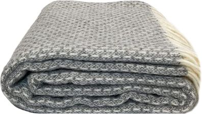 Fair De Luxe Wohndecke Wolle pur | 100% Wolle | Grau/Weiß