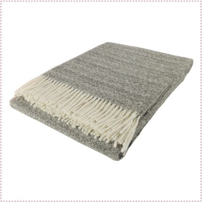 Fair De Luxe Wohndecke Wolle pur | 100% Wolle | Grau