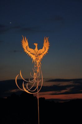 Gartenstab Phönix aus der Asche Garten Deko Feuerflair Edelrost