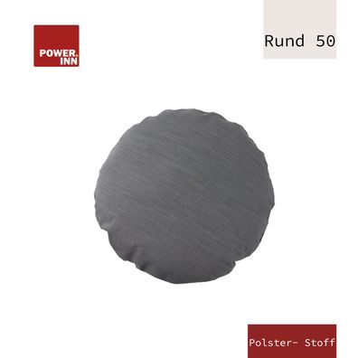 POWER INN Kissenbezug | 50cm Rund | Hellgrau | Polsterstoff | Waschbar
