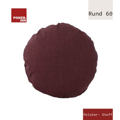 POWER INN Kissenbezug 60cm Rund | Aubergine | Polsterstoff | Waschbar