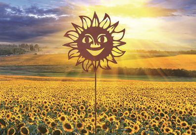 Gartenstab Lachende Sonne Garten Deko Feuerflair Edelrost