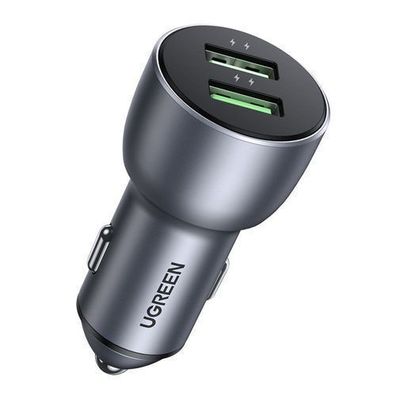 Ugreen USB Auto-Schnellladegeraet 36W Dual-Port Quick Charge Grau (Modell CD213)
