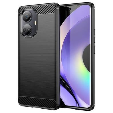 Realme 10 Pro Carbon Case - Flexibles Silikon Schutzhuelle in Schwarz