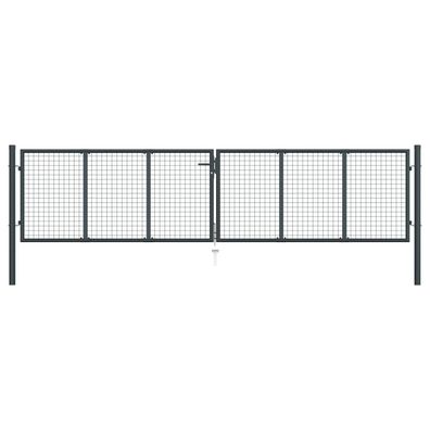vidaXL Mesh-Gartentor Verzinkter Stahl 400 x 150 cm Grau