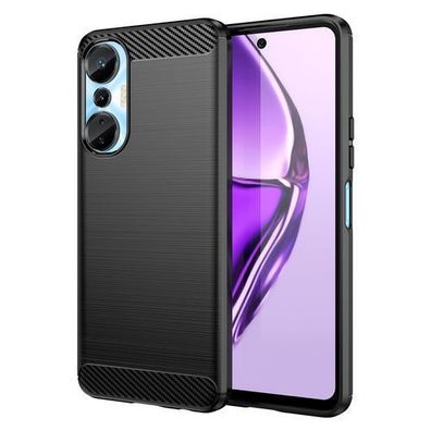Infinix Hot 20S Huelle - Flexibles Silikon Carbon Case in Schwarz