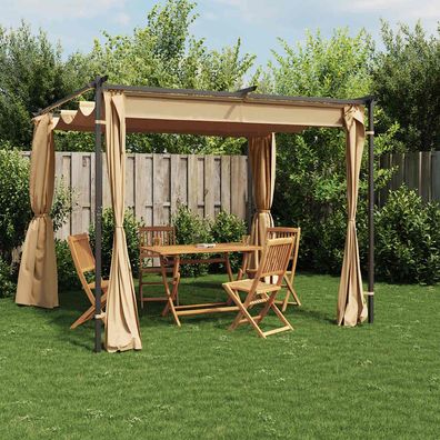 vidaXL Pavillon mit Vorhängen 3x3 m Taupe Stahl