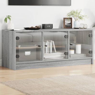 vidaXL TV-Schrank mit Glastüren Grau Sonoma 102x37x42 cm