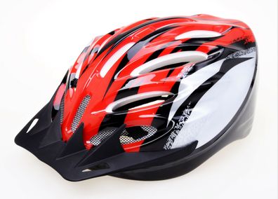 Fahrrad Schutzhelm M/L 55-59cm silber/schwarz/rot Helm für Radfahrer Fahrradzubehö