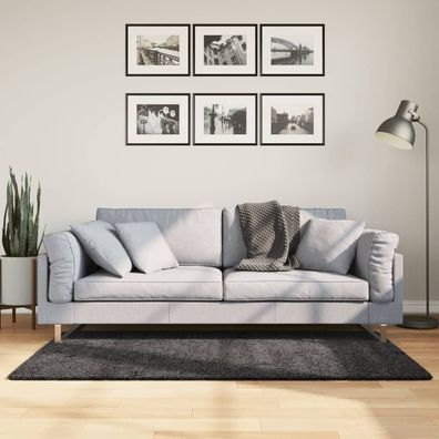vidaXL Teppich Shaggy Hochflor Modern Anthrazit 120x170 cm