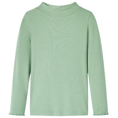Kinder-Langarmshirt Halbrollkragen Dunkles Minzgrün 128
