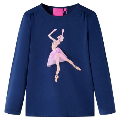 Kinder-Langarmshirt Marineblau 140