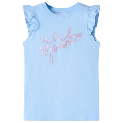 Kinder-T-Shirt mit Rüschenärmeln Hellblau 128
