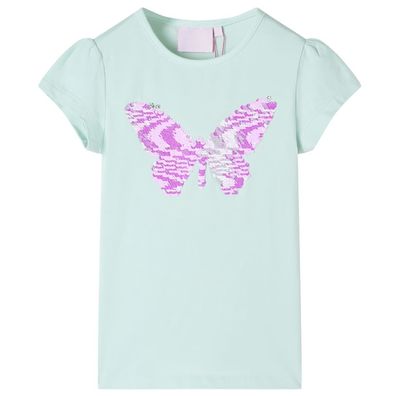 Kinder-T-Shirt mit Flügelärmeln Helles Minzgrün 140