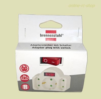 Brennenstuhl Adapterstecker 2x Euro und 1x Schutzkontakt mit Schalter weiß