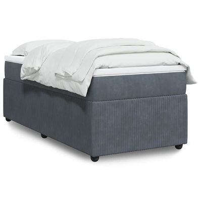 vidaXL Boxspringbett mit Matratze Dunkelgrau 80x200 cm Samt