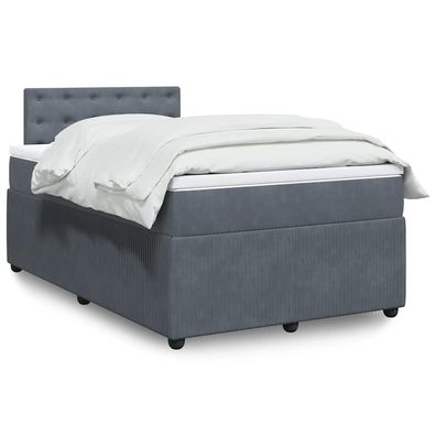 vidaXL Boxspringbett mit Matratze Dunkelgrau 120x190 cm Samt
