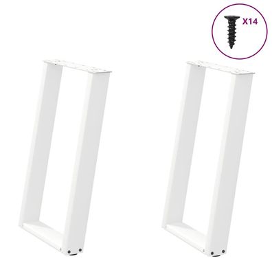 vidaXL Esstischbeine U-Form 2 Stk. Weiß 60x(72-73) cm Stahl