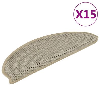 vidaXL Treppenmatten Selbstklebend Sisal-Look 15 Stk 65x21x4 Hellbeige