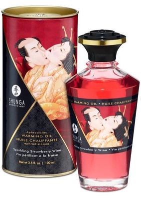 Hot - Shunga - Aphrodisiac Warming Oil - 100 ml - Strawberry / Erdbeere