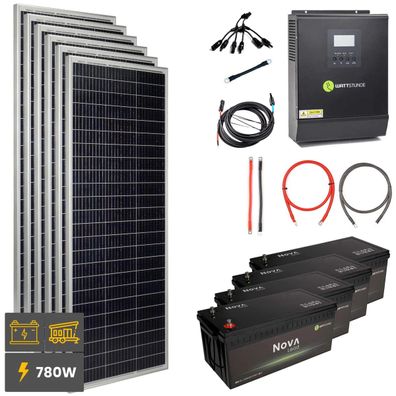 ProAutark 780Wp Solar-Komplettpaket mit 3000W Wechselstrom