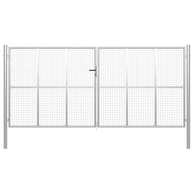 vidaXL Gartentor Verzinkter Stahl 415 x 250 cm Silbern