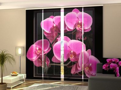 Fotogardine 1-4 tlg. "Orchideenzweig" Schiebegardine, Flächenvorhang mit Blumen