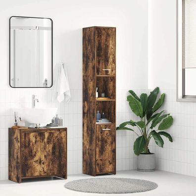 vidaXL Badezimmerschrank Räuchereiche 30x30x183,5 cm Holzwerkstoff