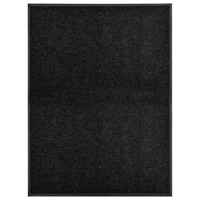 vidaXL Fußmatte Waschbar Schwarz 90x120 cm