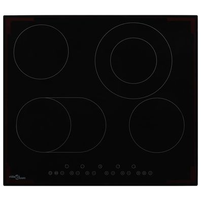 vidaXL Glaskeramik-Kochfeld mit 4 Platten Touch Control 6600 W