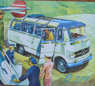 Blechschild Mercedes Bus Typ 319, Reisen, Deko, Bild, Oldtimer