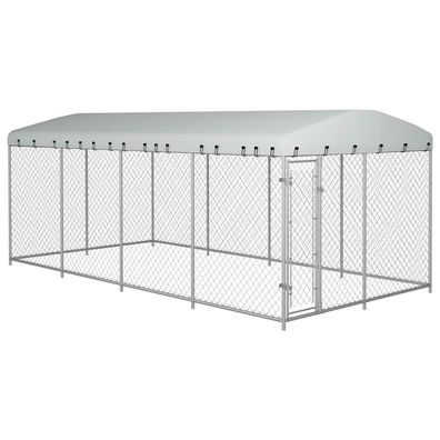 vidaXL Outdoor-Hundezwinger mit Überdachung 7,6x3,8x2,3 m