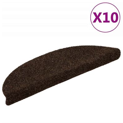 vidaXL Selbstklebende Treppenmatten 10 Stk. Braun 56x17x3cm Nadelvlies