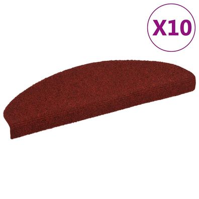 vidaXL Selbstklebende Treppenmatten 10 Stk. Rot 65x21x4 cm Nadelvlies