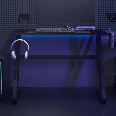 vidaXL Gaming-Schreibtisch mit ZZ-Gestell Schwarz 110x60x75 cm