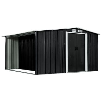 vidaXL Gerätehaus mit Schiebetüren Anthrazit 329,5×312×178 cm Stahl